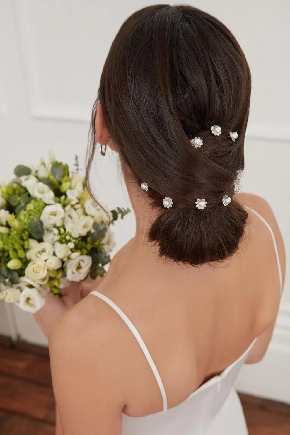 Silver Pearl Diamante Hair Pins