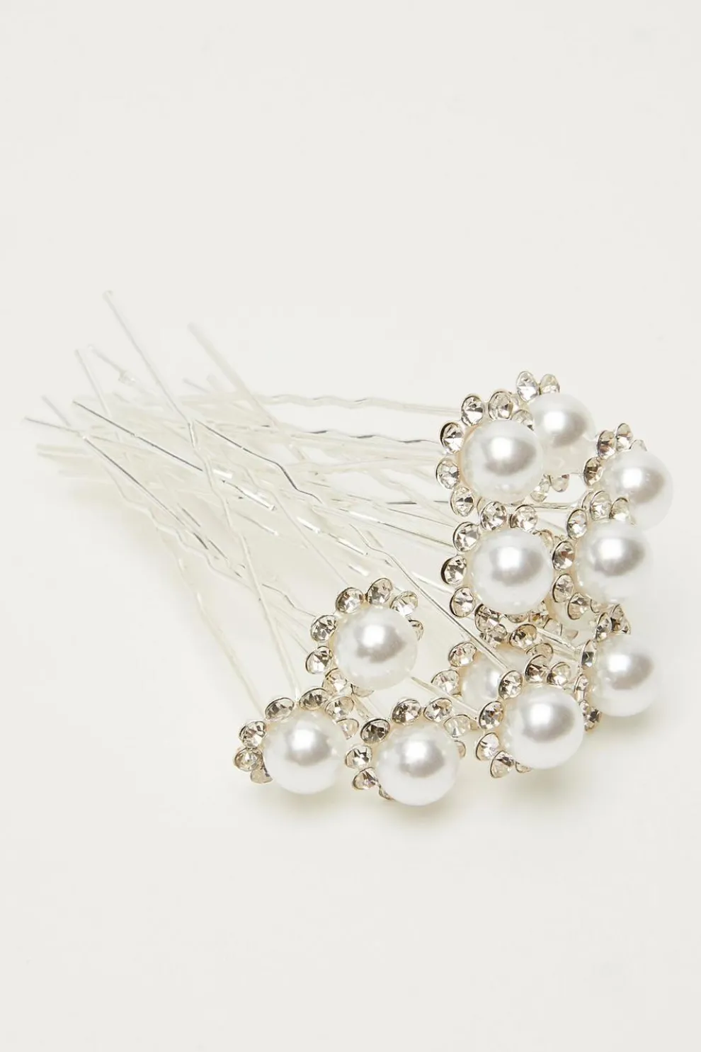 Silver Pearl Diamante Hair Pins