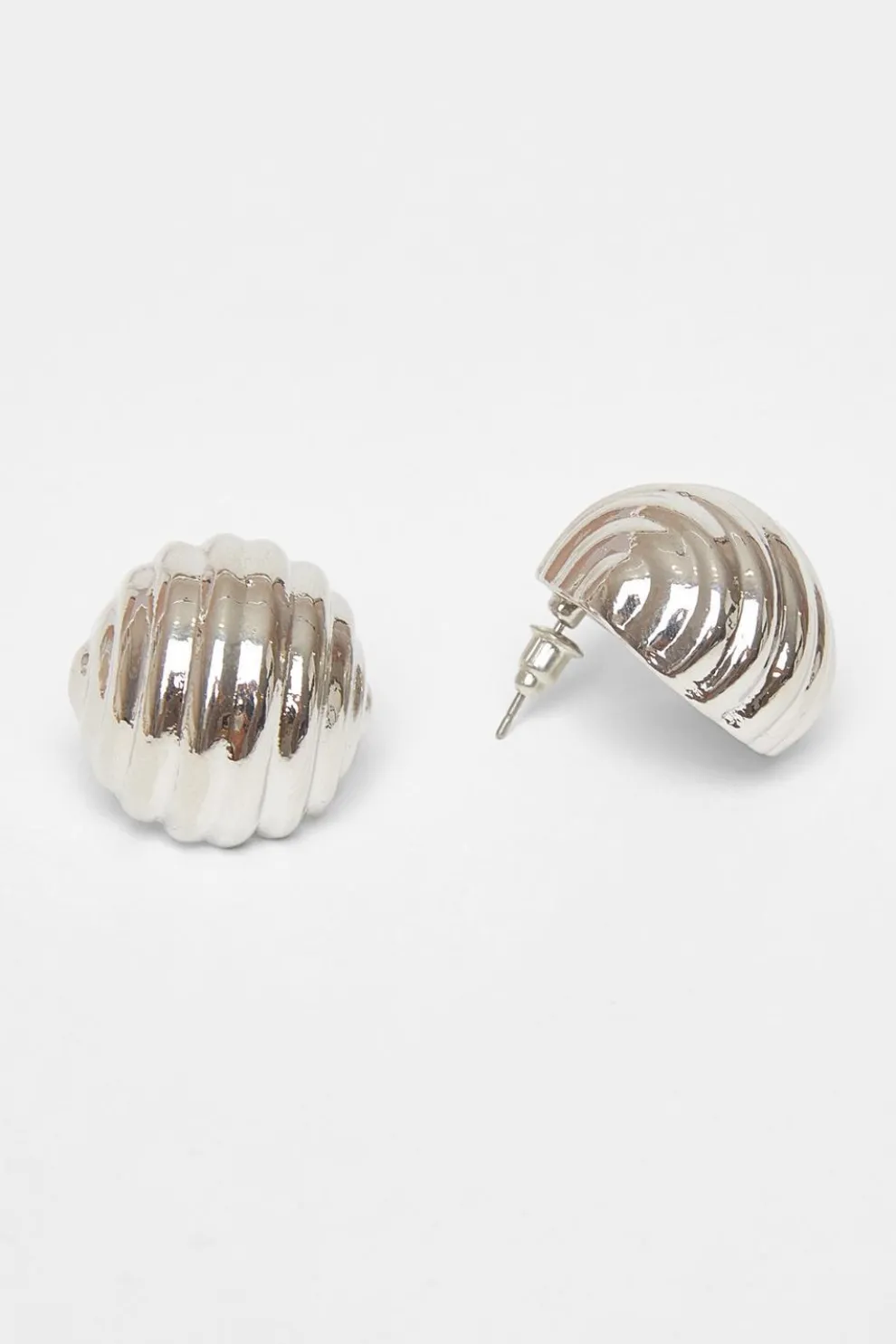 Silver Textured Dome Stud Earrings