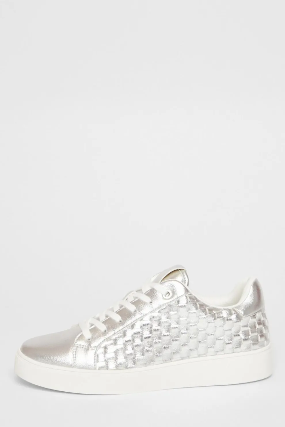 Silver Woven Trainers