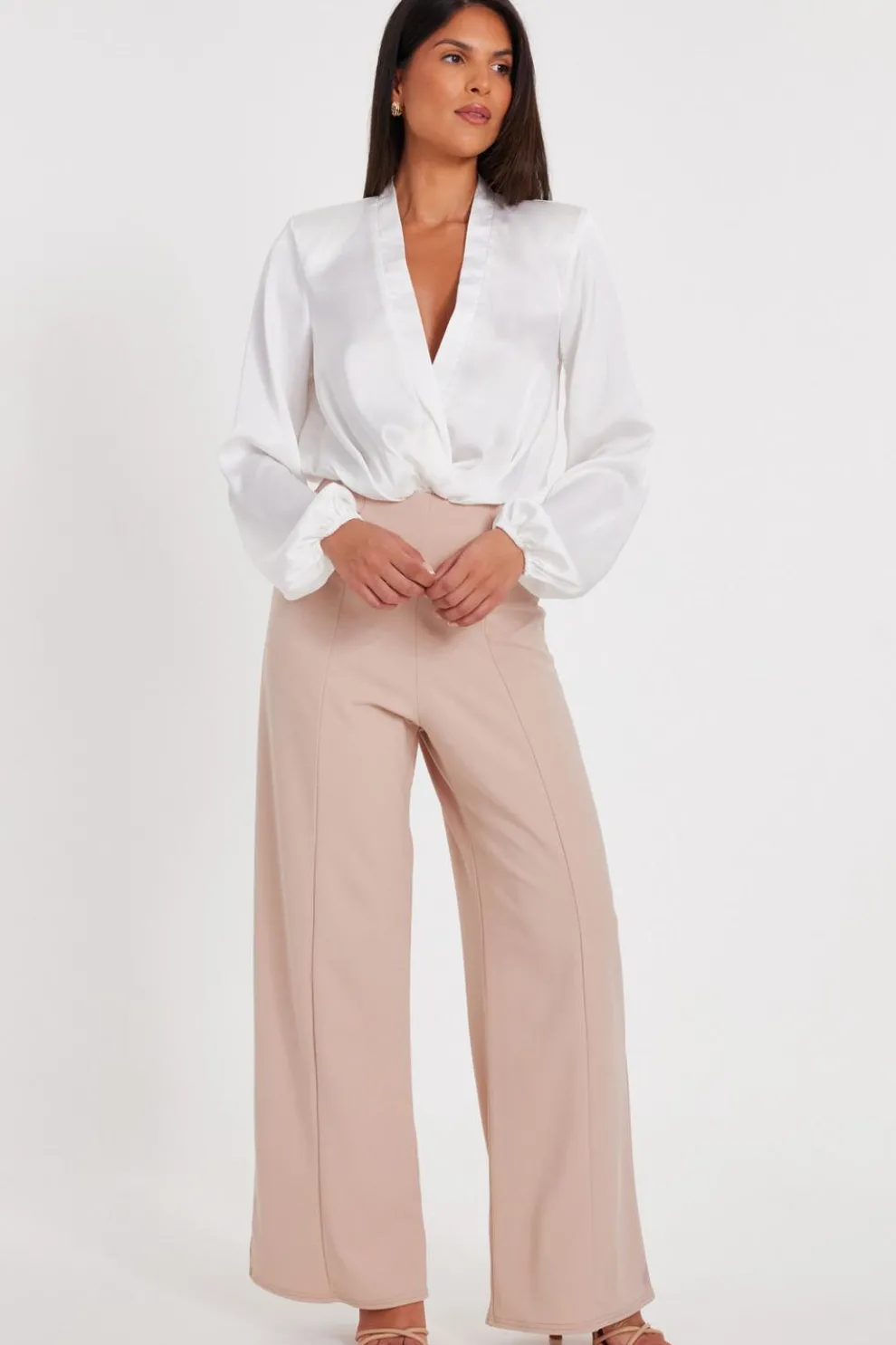 Stone Button Detail Palazzo Trousers