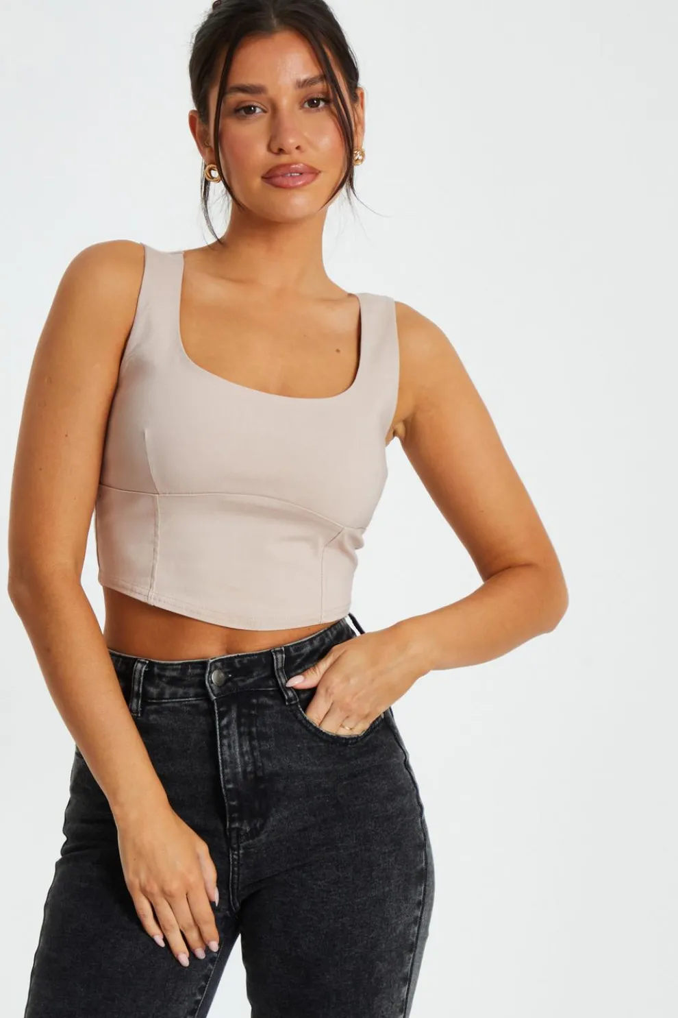 Stone Corset Detail Crop Top