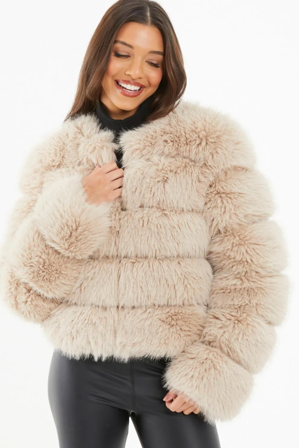 Stone Faux Fur Jacket