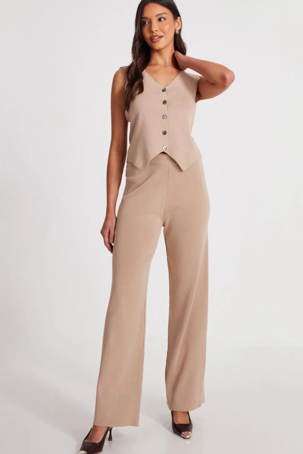 Stone Knit Wide Leg Trousers