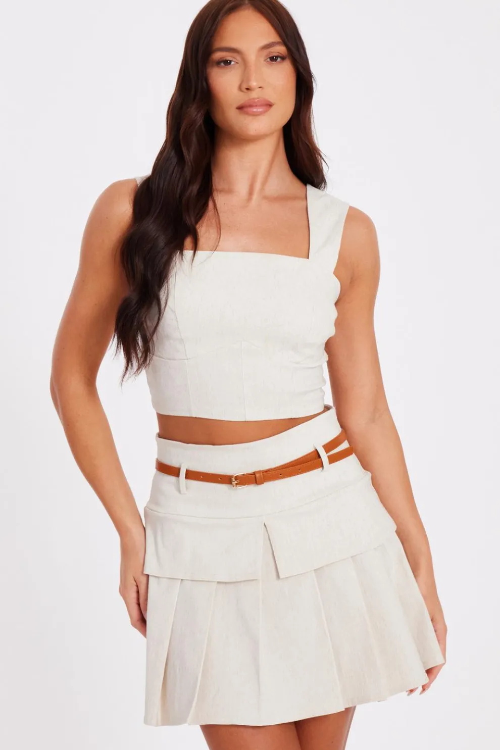 Stone Linen Crop Top