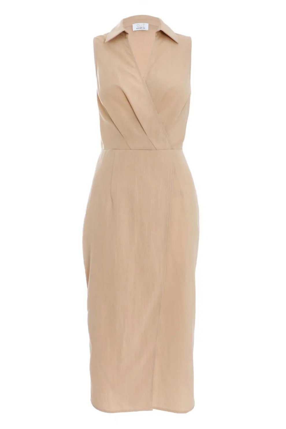 Stone Linen Look Midi Shirt Dress