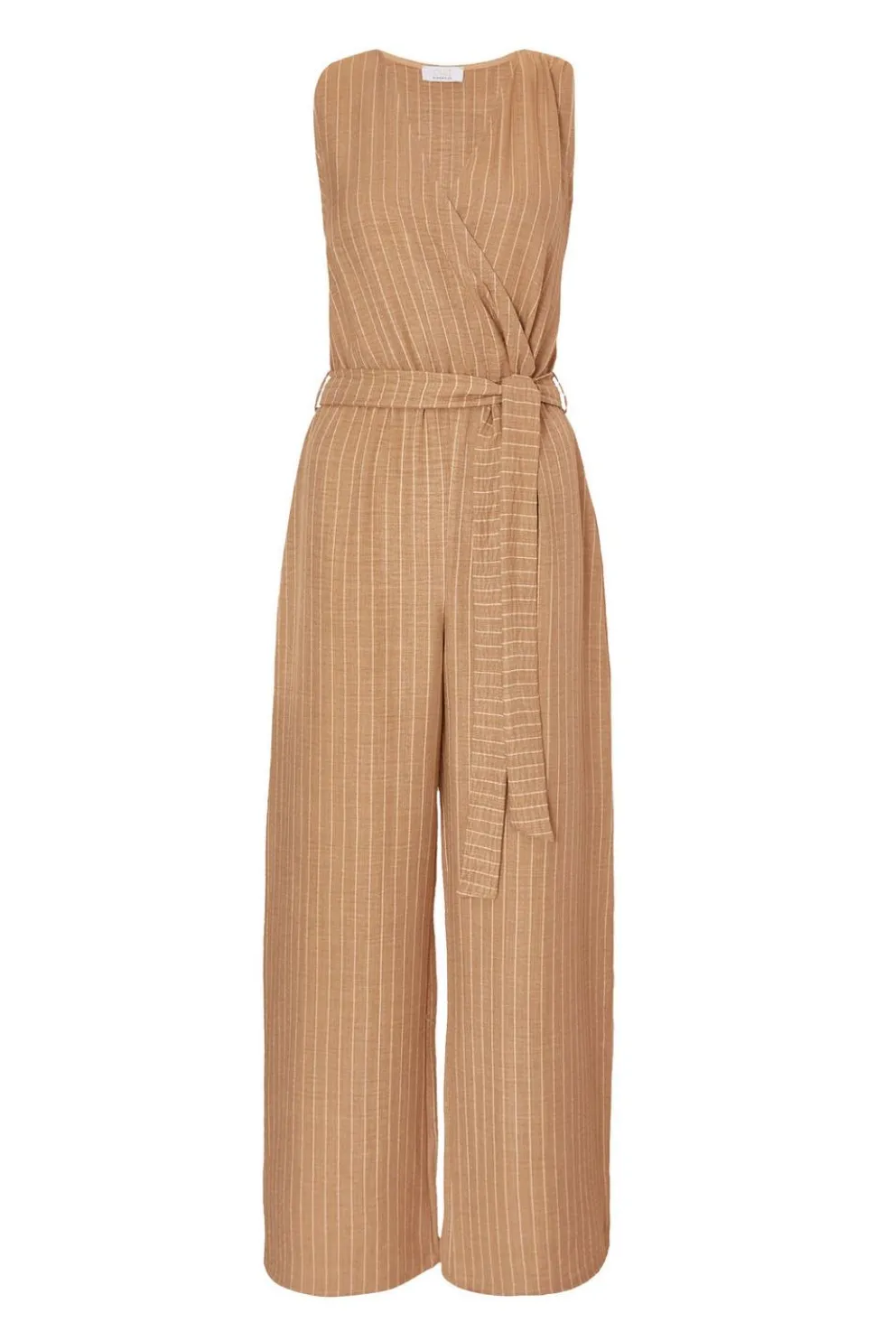 Stone Linen Striped Jumpsuit