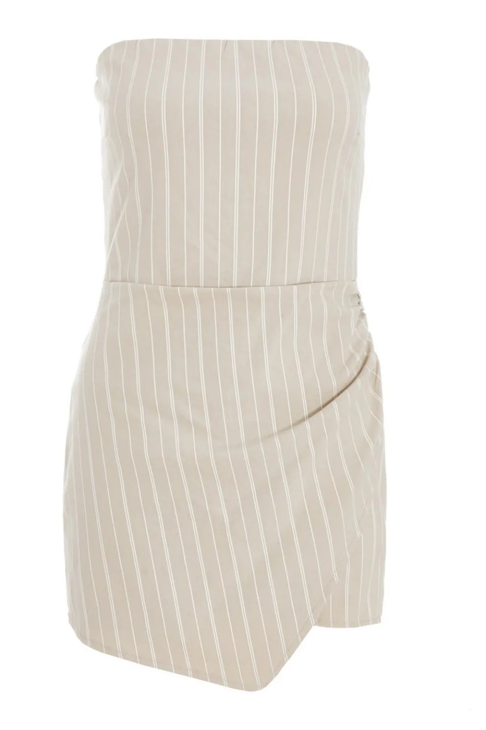 Stone Pinstripe Bandeau Skort Playsuit