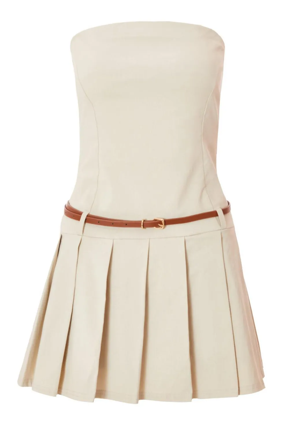 Stone Pleated Skort Playsuit