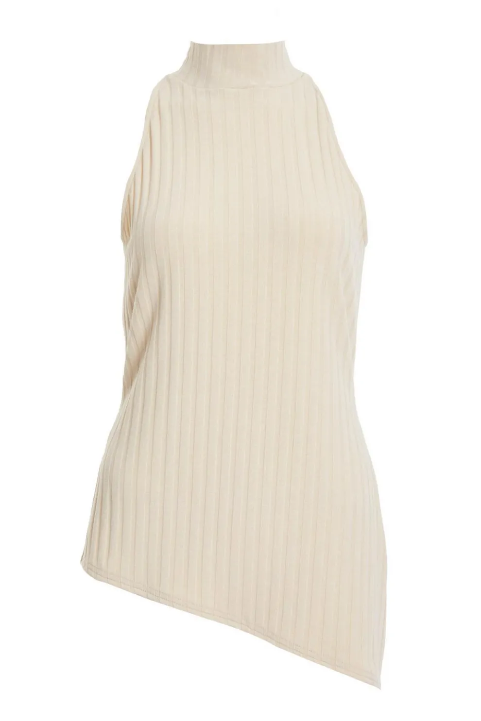 Stone Ribbed Asymmetric Top