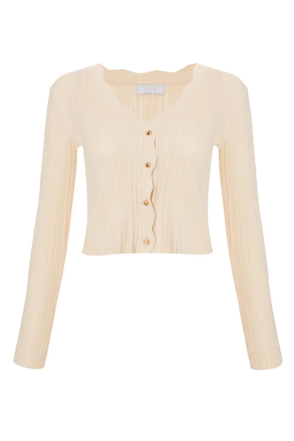 Stone Scallop Trim Cardigan