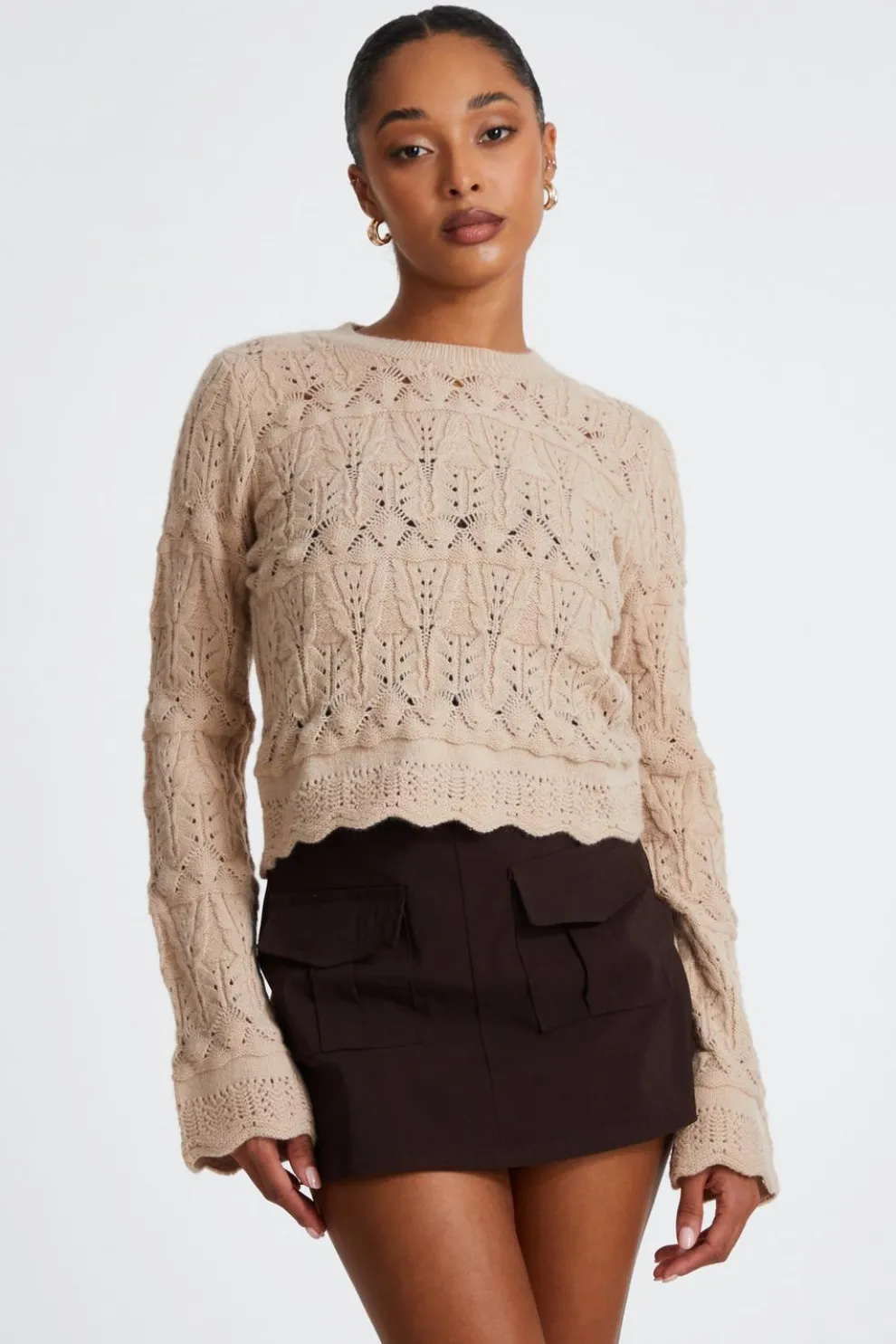 Stone Scalloped Knit Jumper