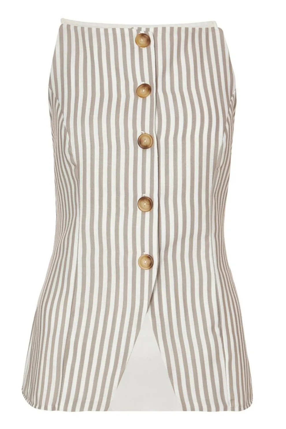 Stone Striped Boat Neck Waistcoat