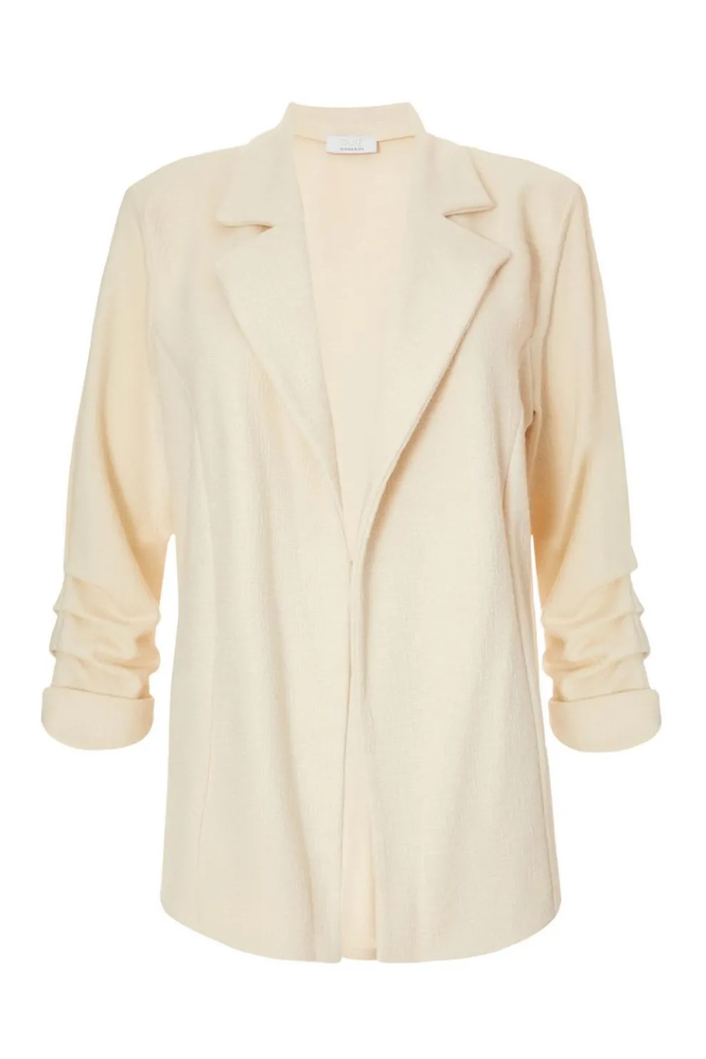 Stone Textured Ruched Sleeve Blazer