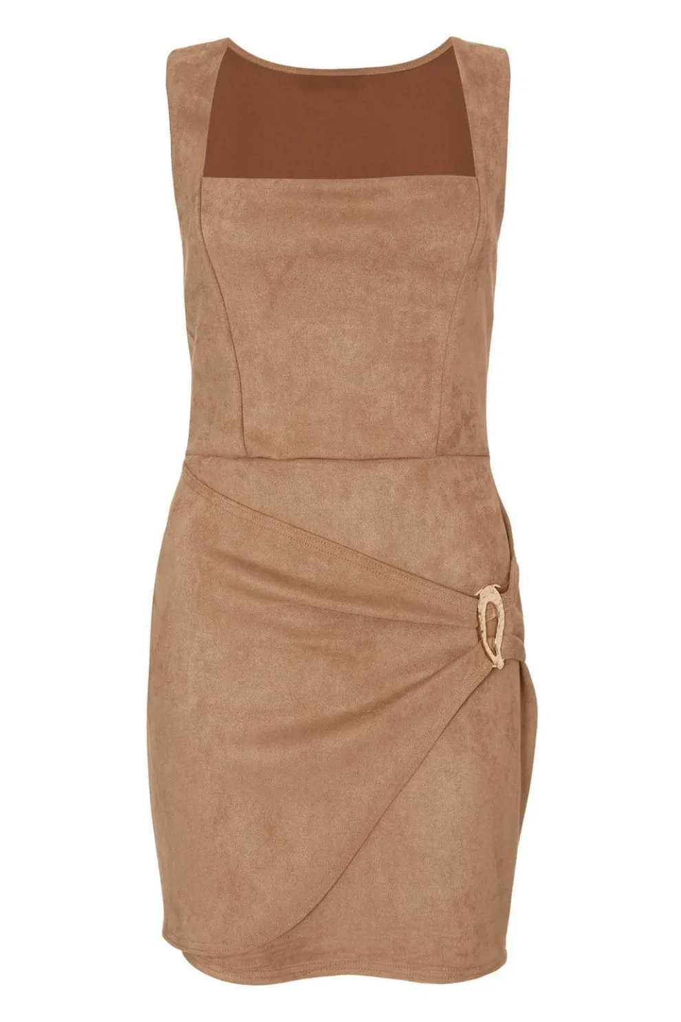 Tan Faux Suede Mini Dress