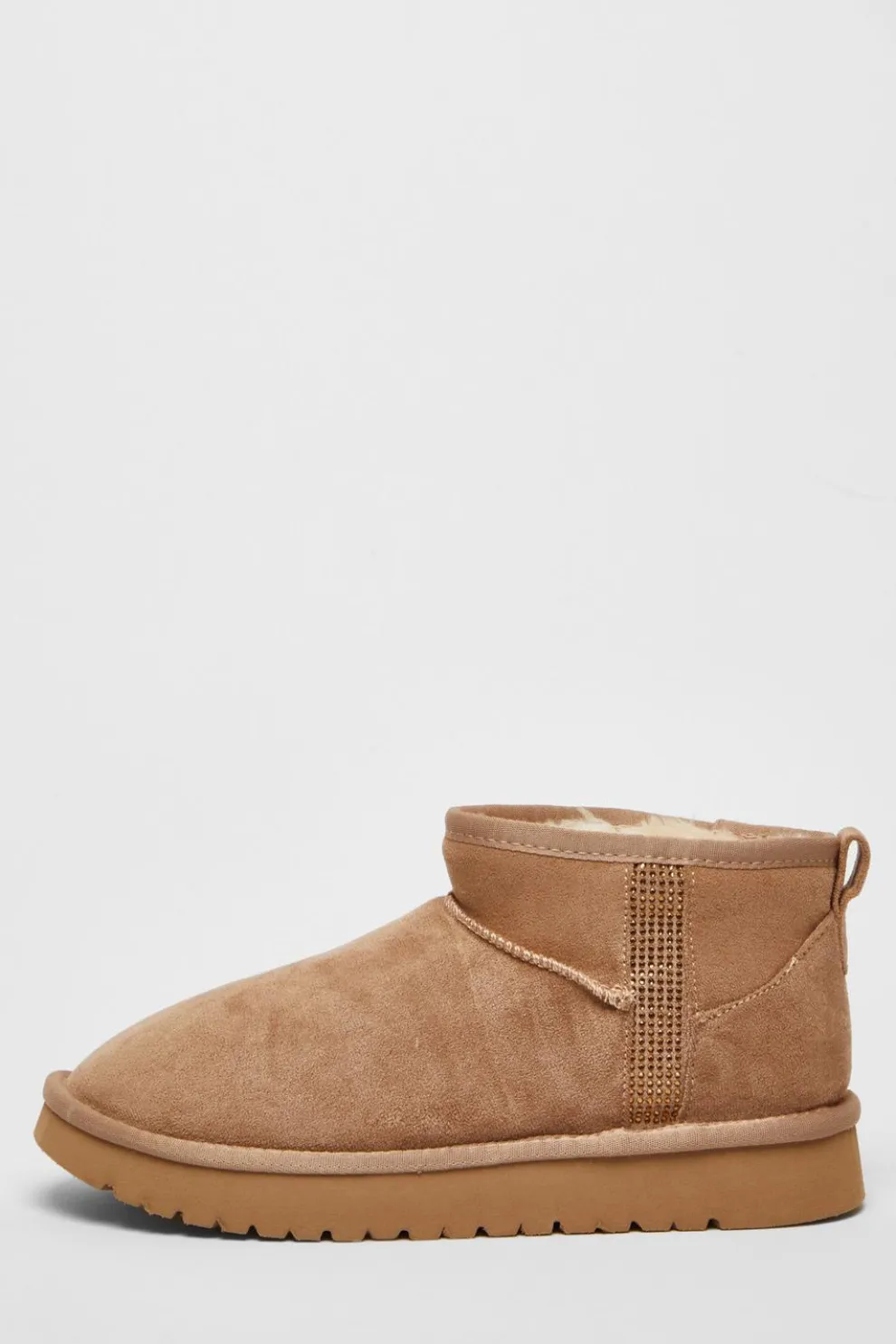 Taupe Faux Suede Diamante Ankle Boots