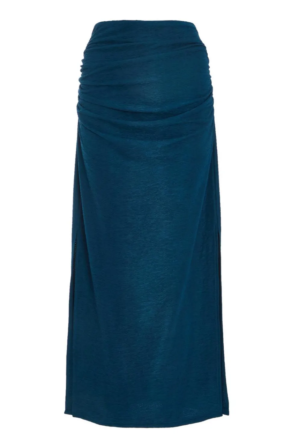 Teal Ruched Midaxi Skirt