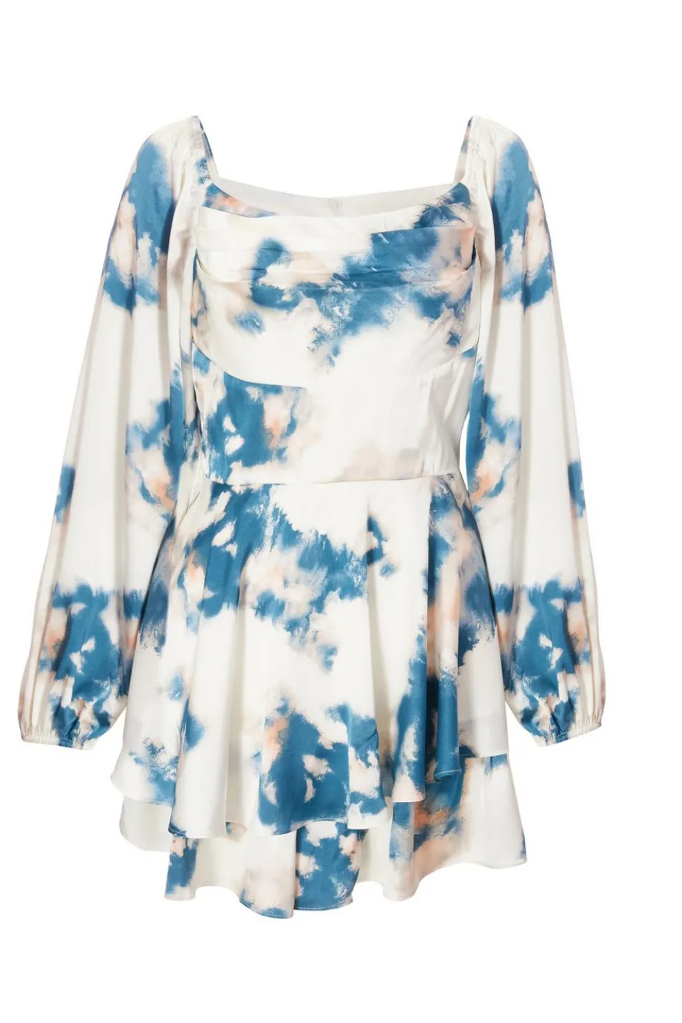 Teal Smudge Satin Playsuit