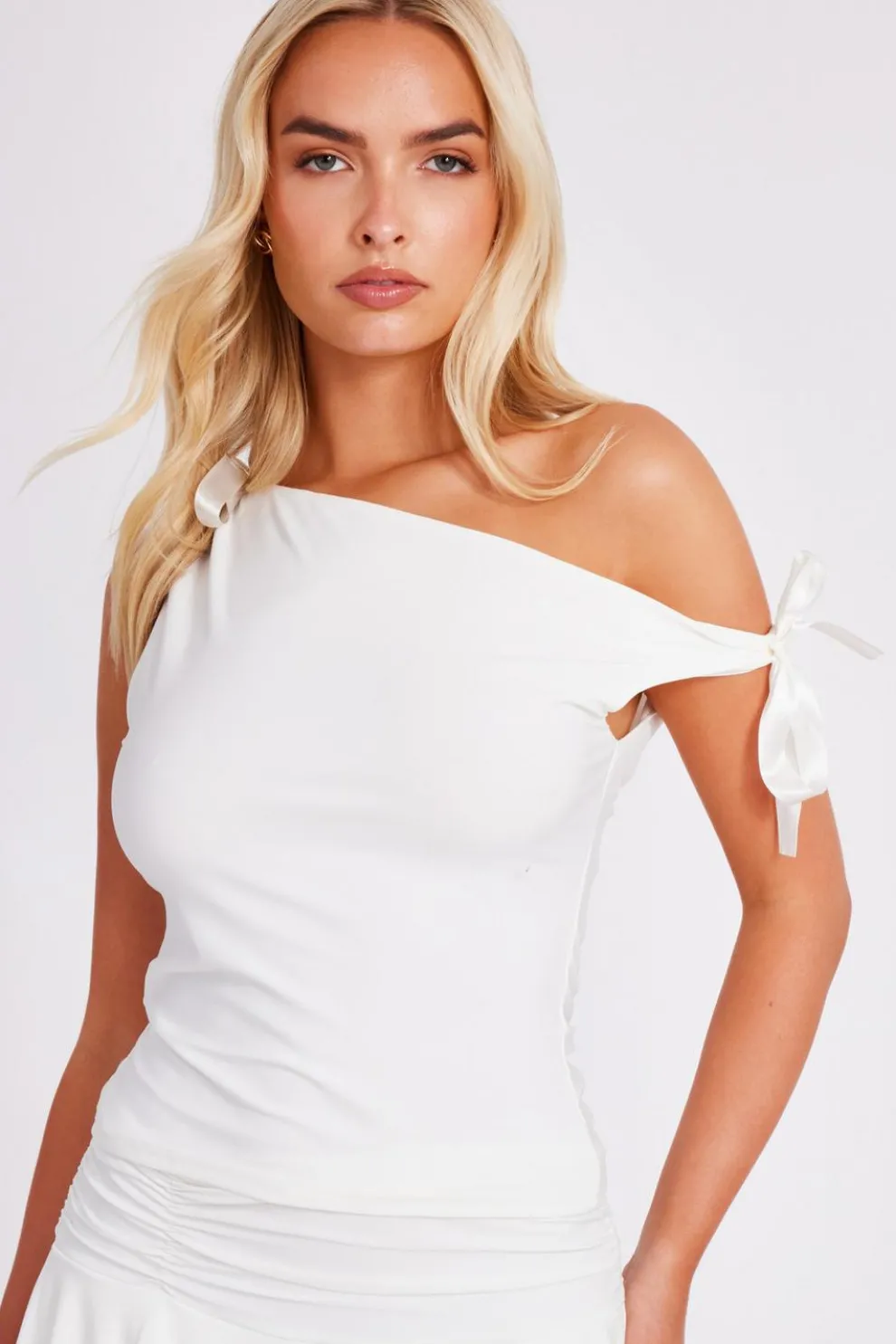 White Bow Detail Top