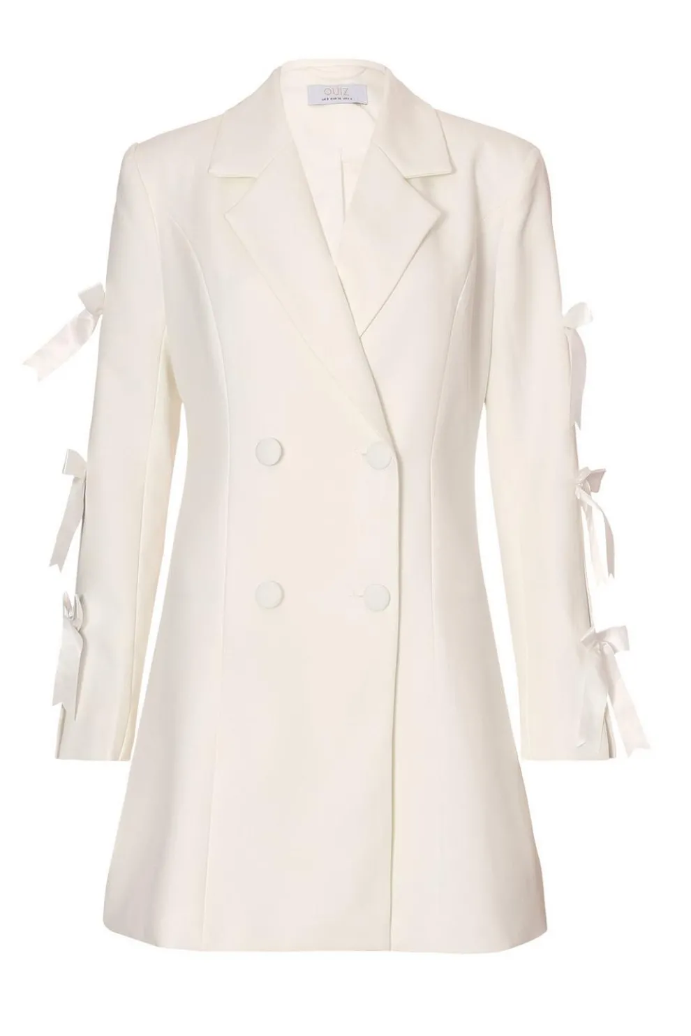 White Bow Sleeve Blazer Dress