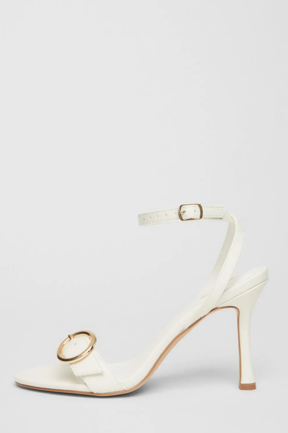 White Buckle Front Heels