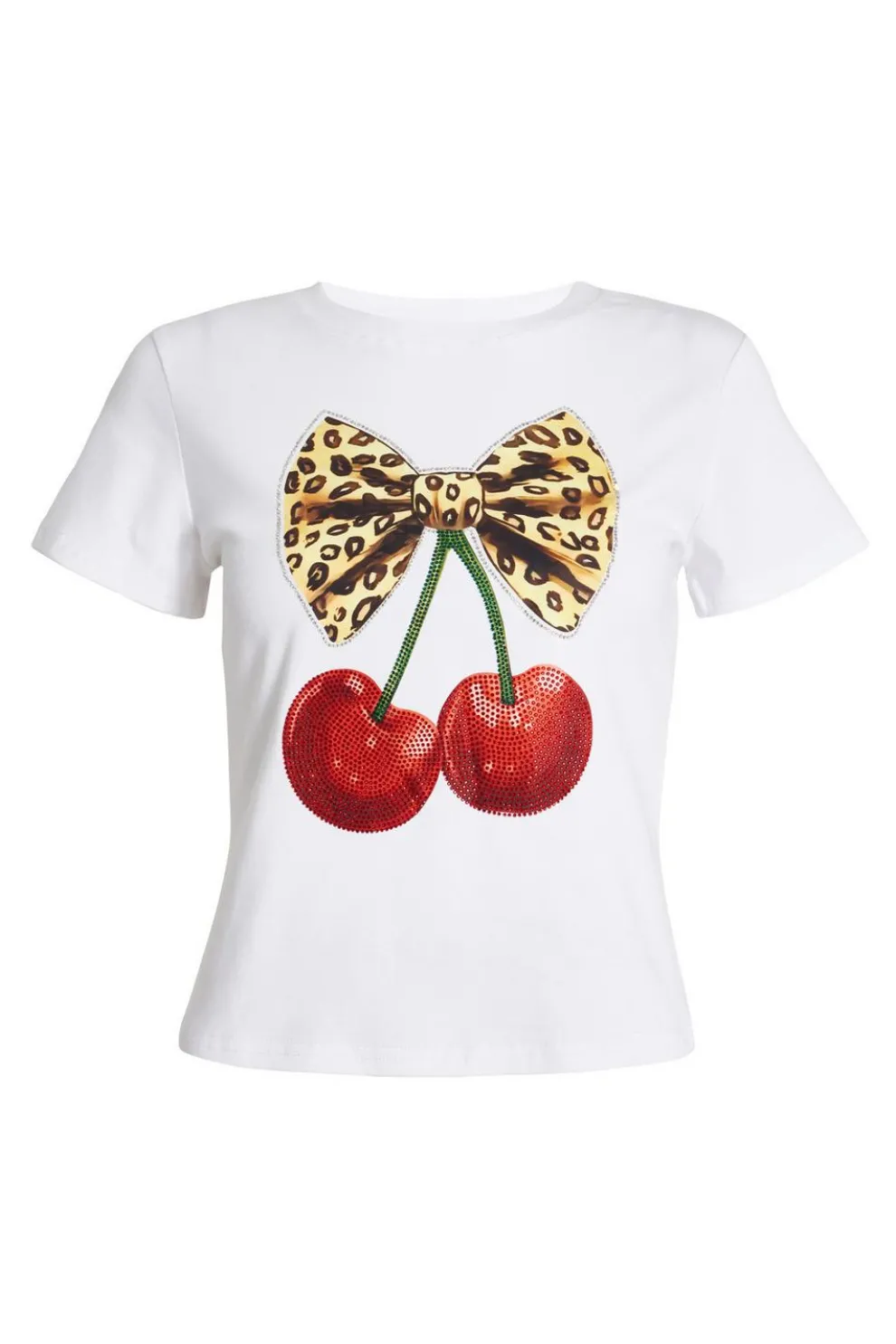 White Cherry Print Crop Top