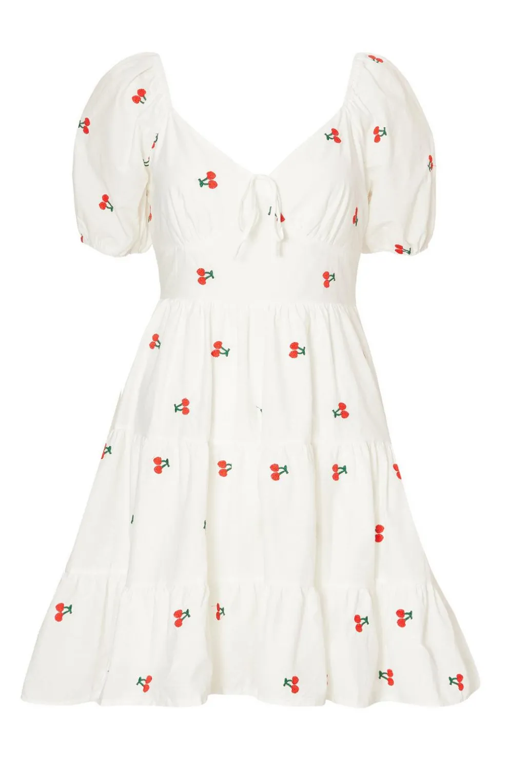 White Cherry Print Skater Dress