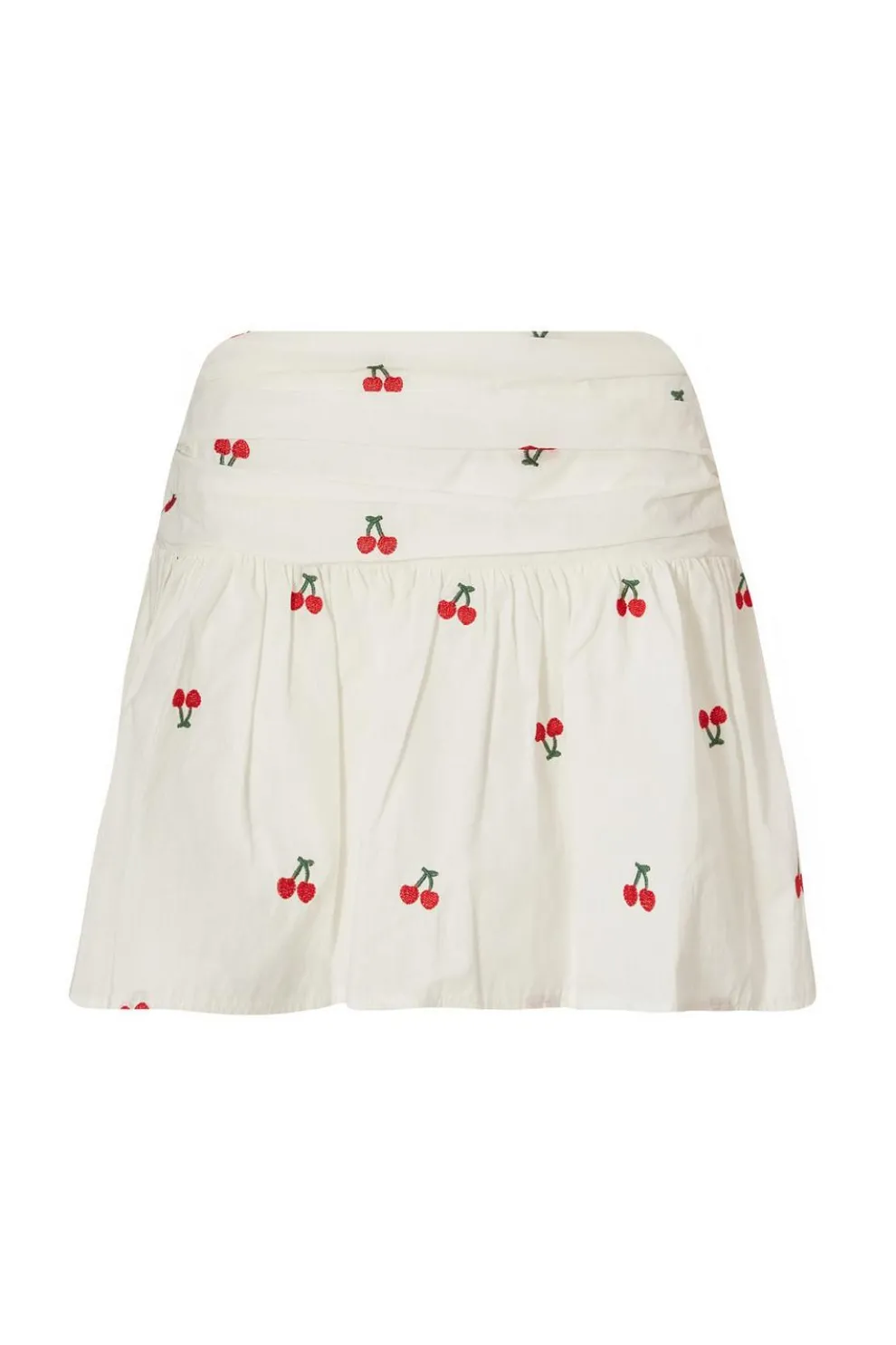 White Cherry Print Mini Skirt