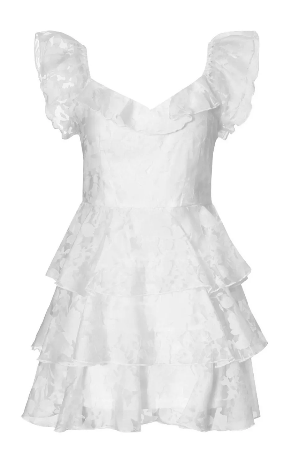 White Chiffon Floral Skater Dress