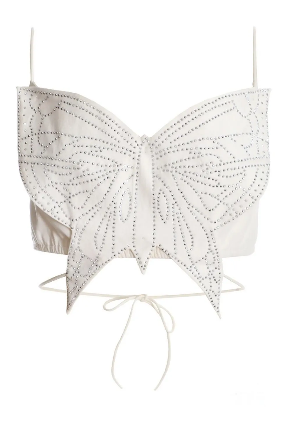 White Diamante Butterfly Tie Back Top