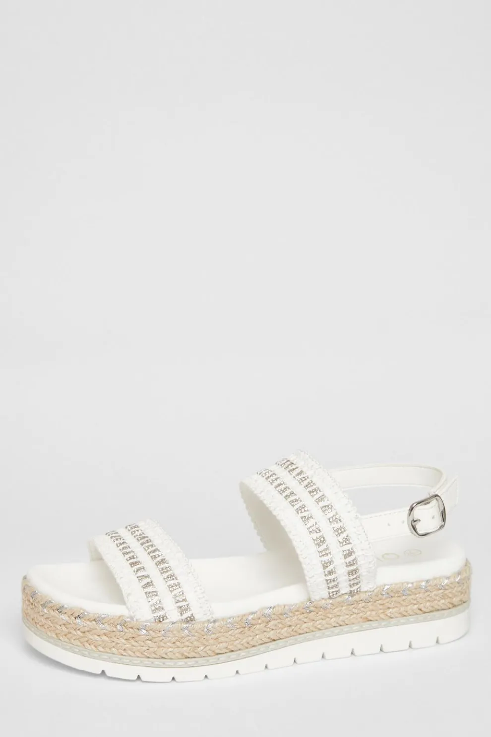 White Diamante Flatform Sandals