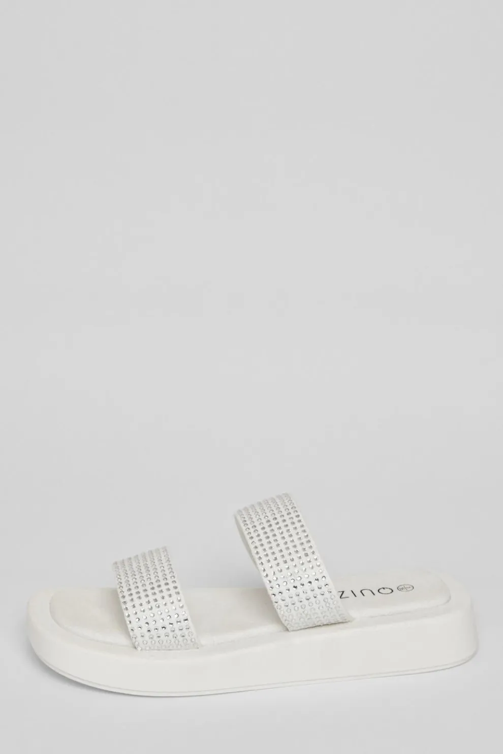 White Diamante Flatform Sandals