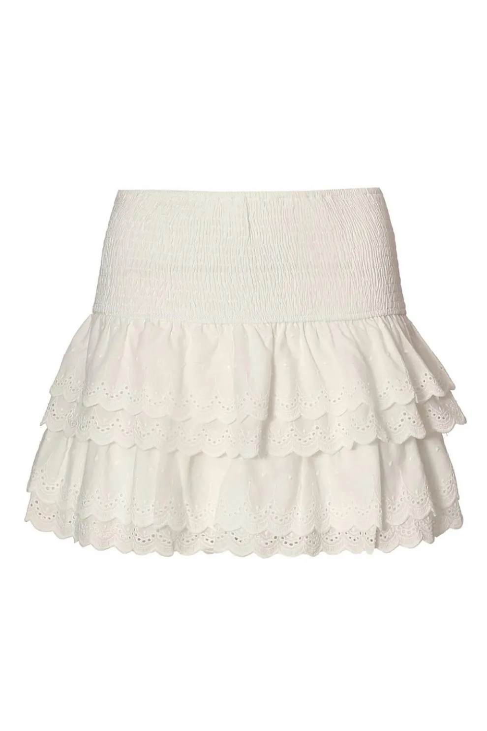 White Embroidered Mini Skirt