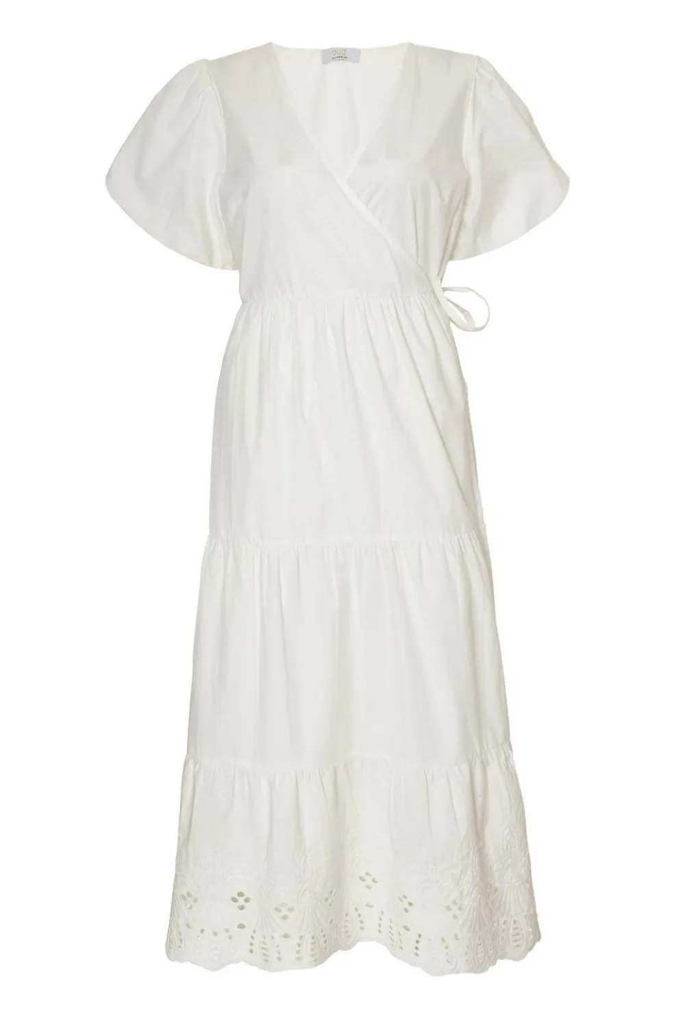 White Embroidered Hem Midaxi Dress