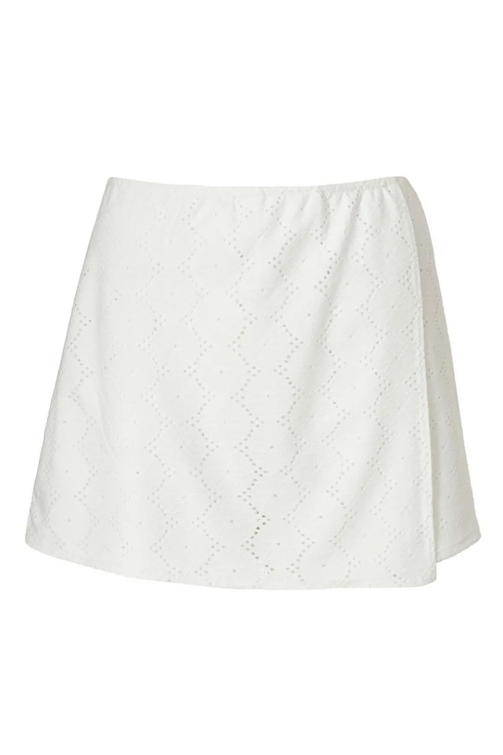 White Embroidered Textured Skort