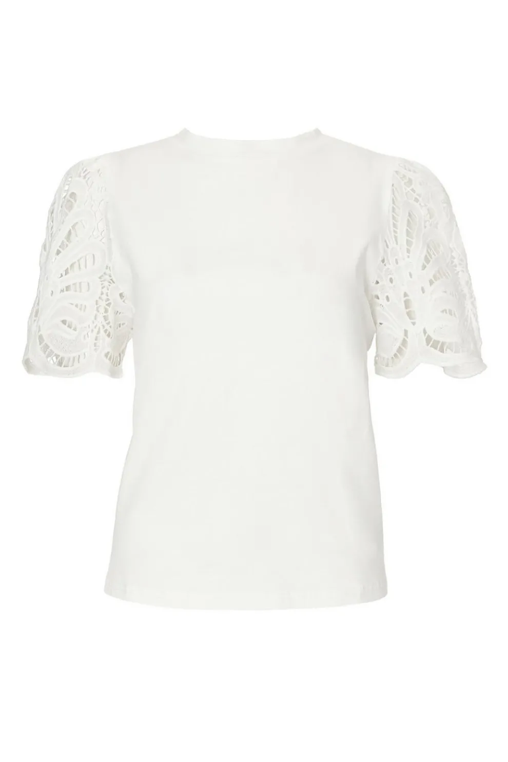 White Embroidered Sleeve Top
