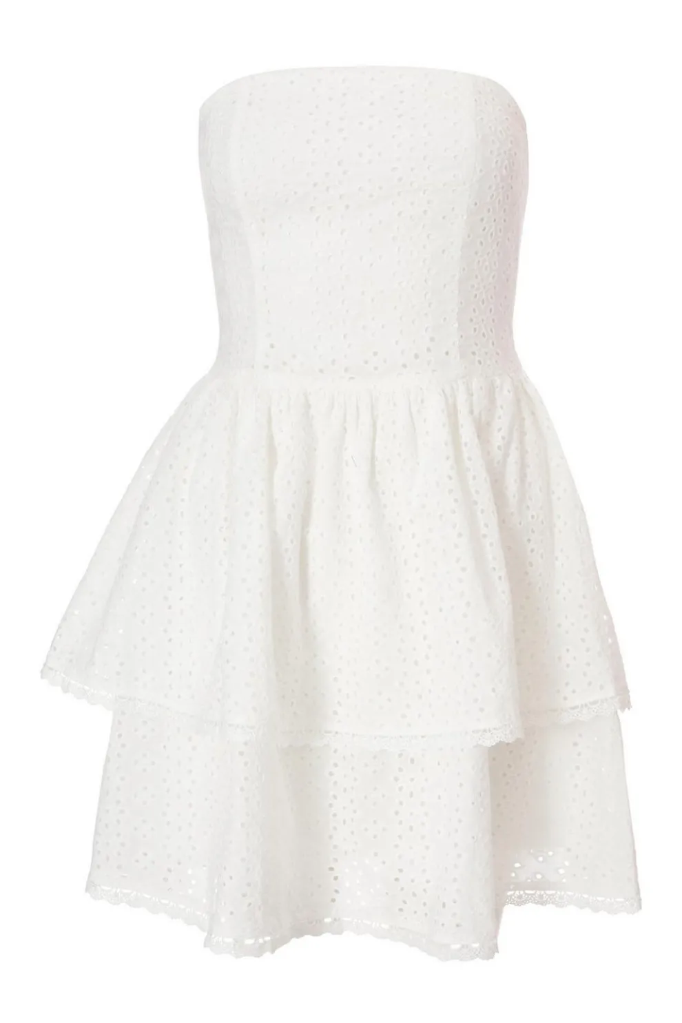 White Embroidered Bandeau Mini Dress