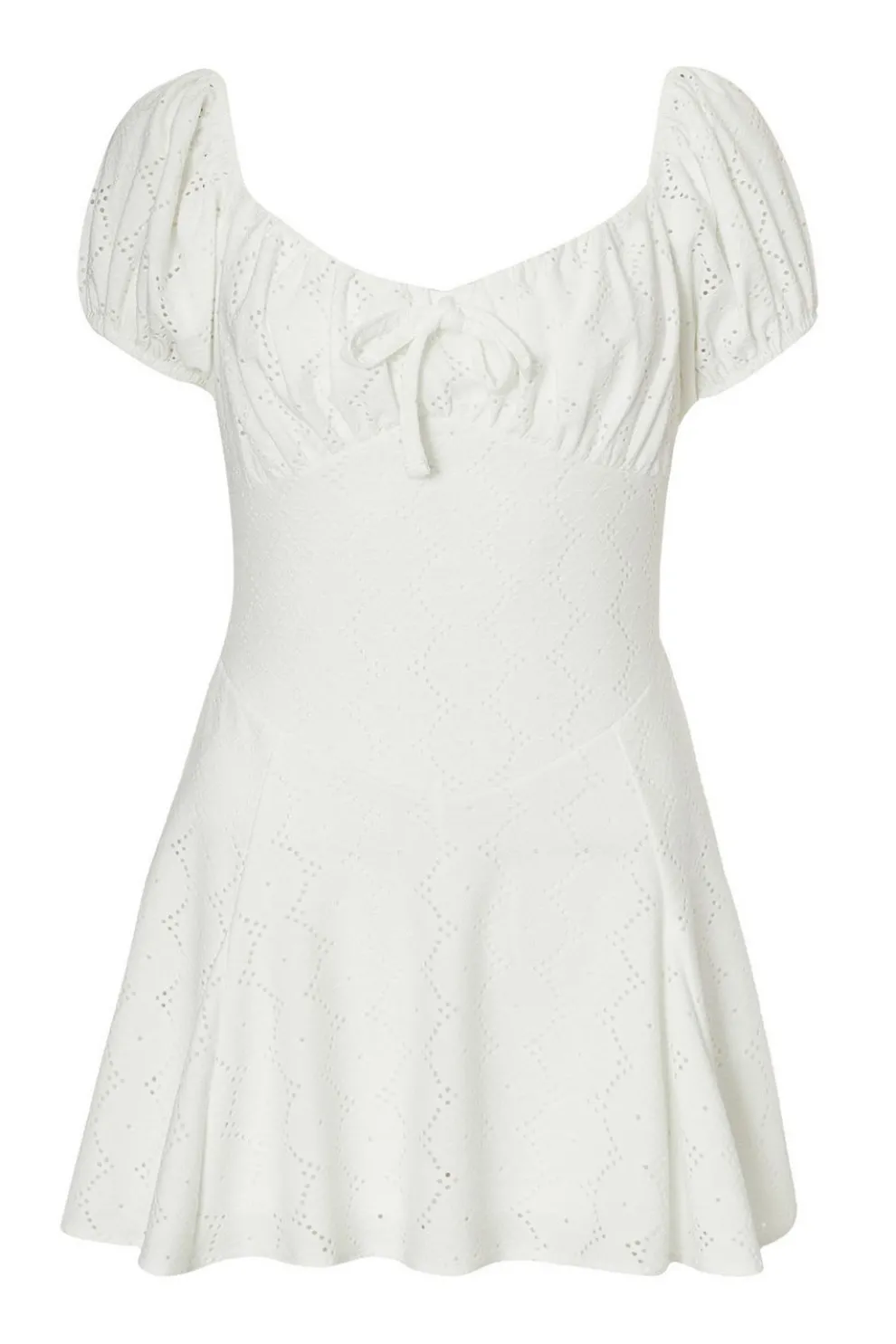 White Embroidered Milkmaid Playsuit
