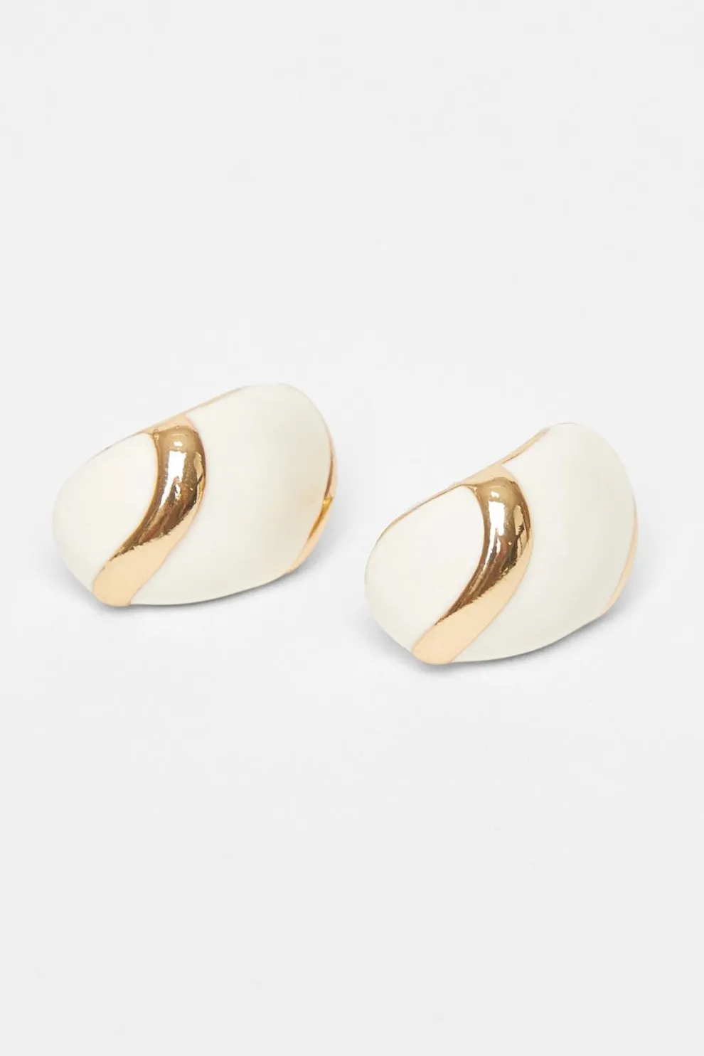 White Enamel Stud Earrings