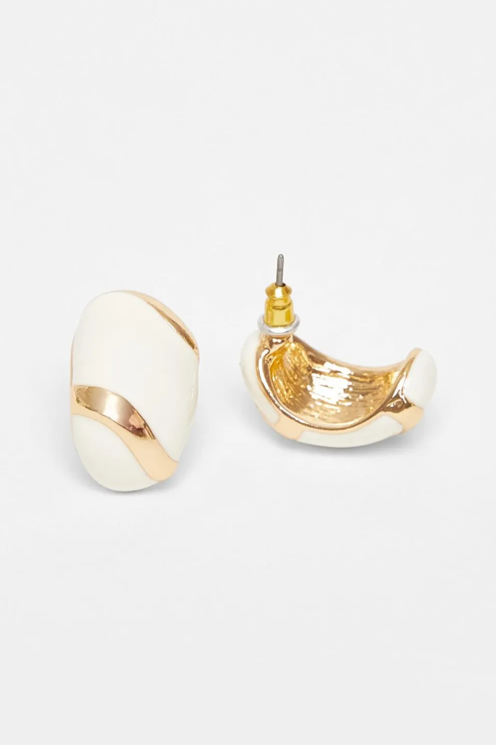 White Enamel Stud Earrings
