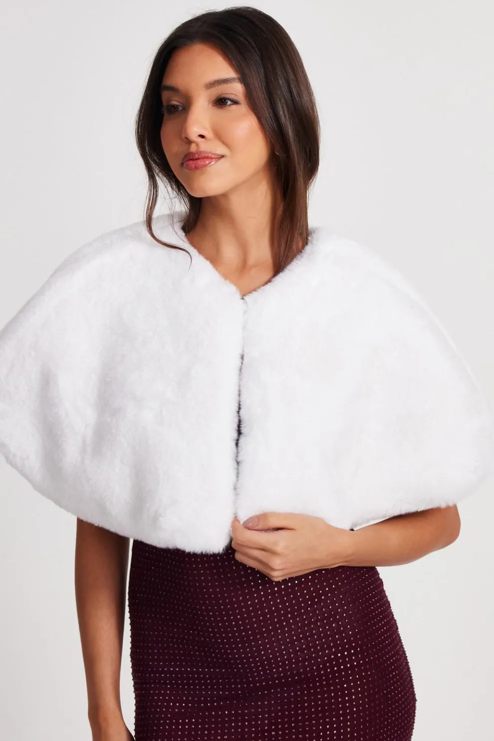 White Faux Fur Wrap