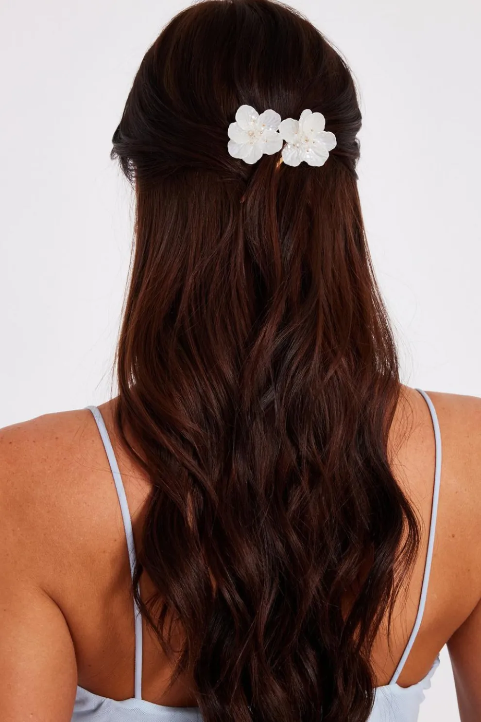 White Floral Hair Slides