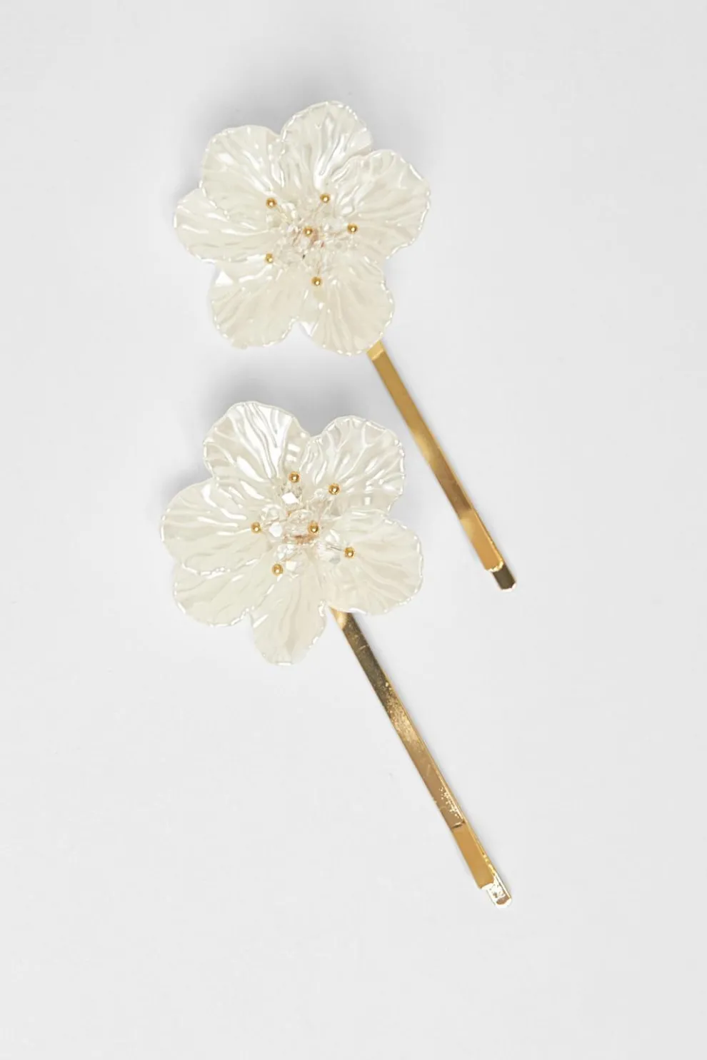 White Floral Hair Slides