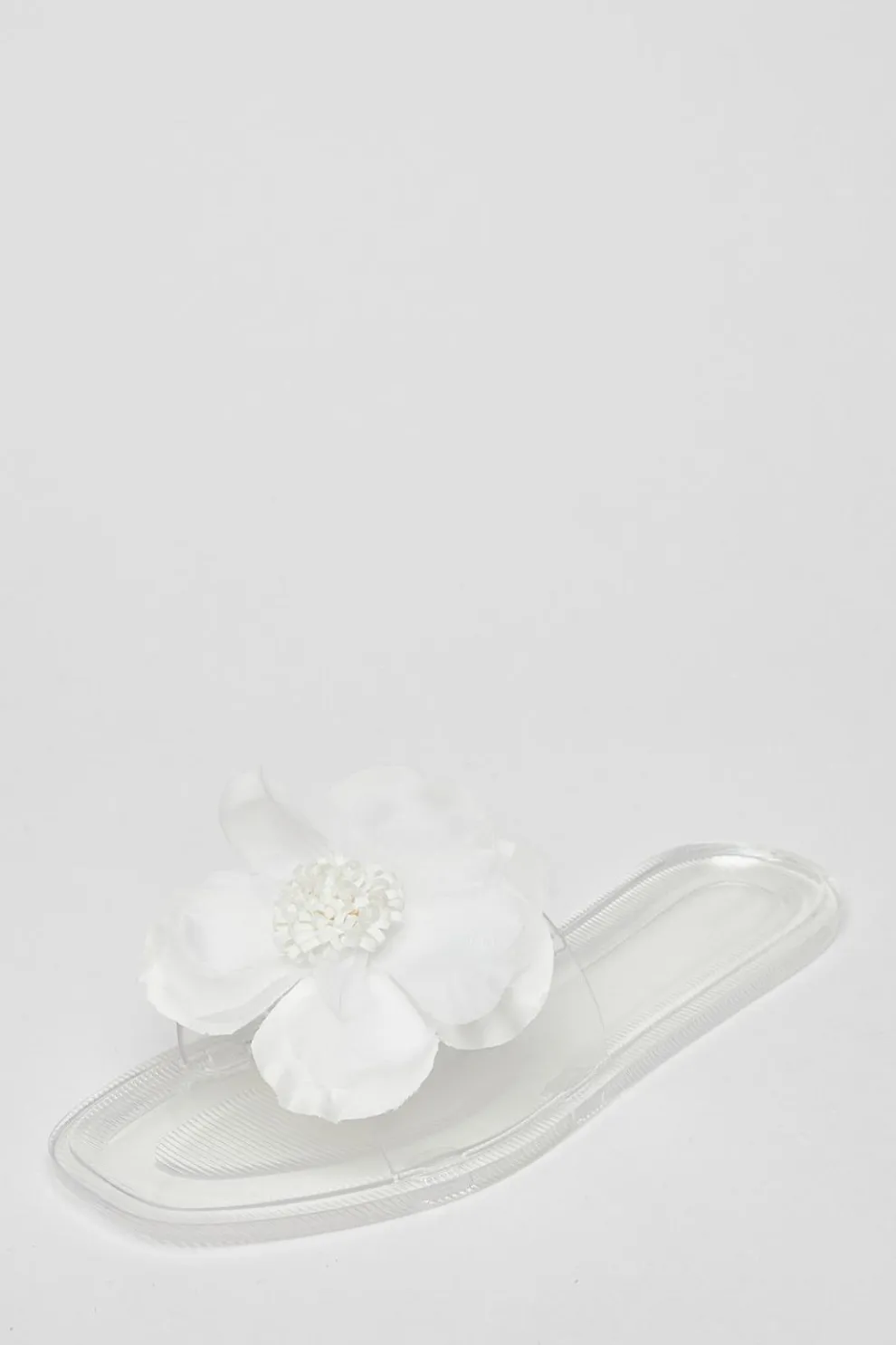 White Floral Jelly Sandals