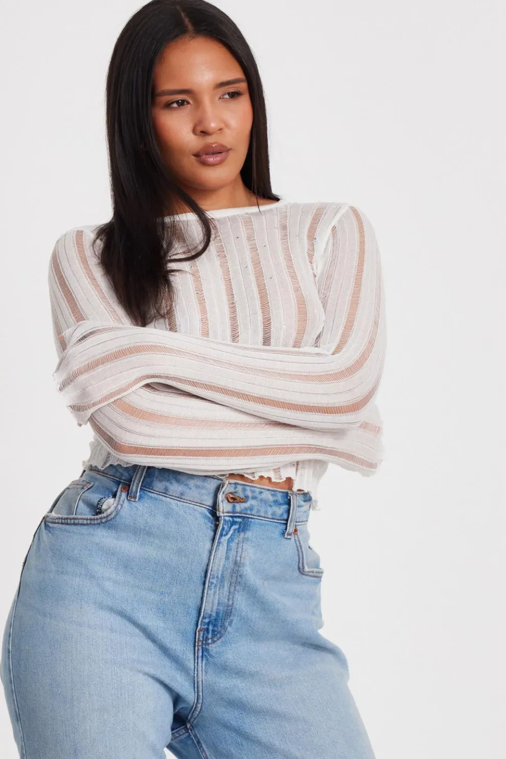 White Knitted Diamante Jumper