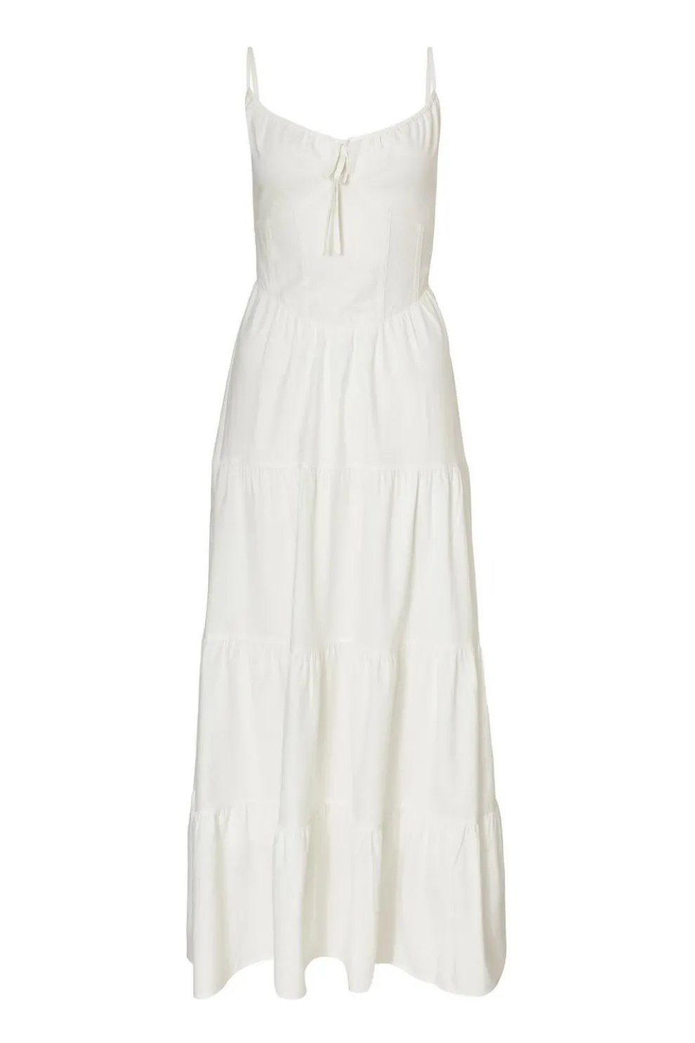 White Linen Corset Maxi Dress