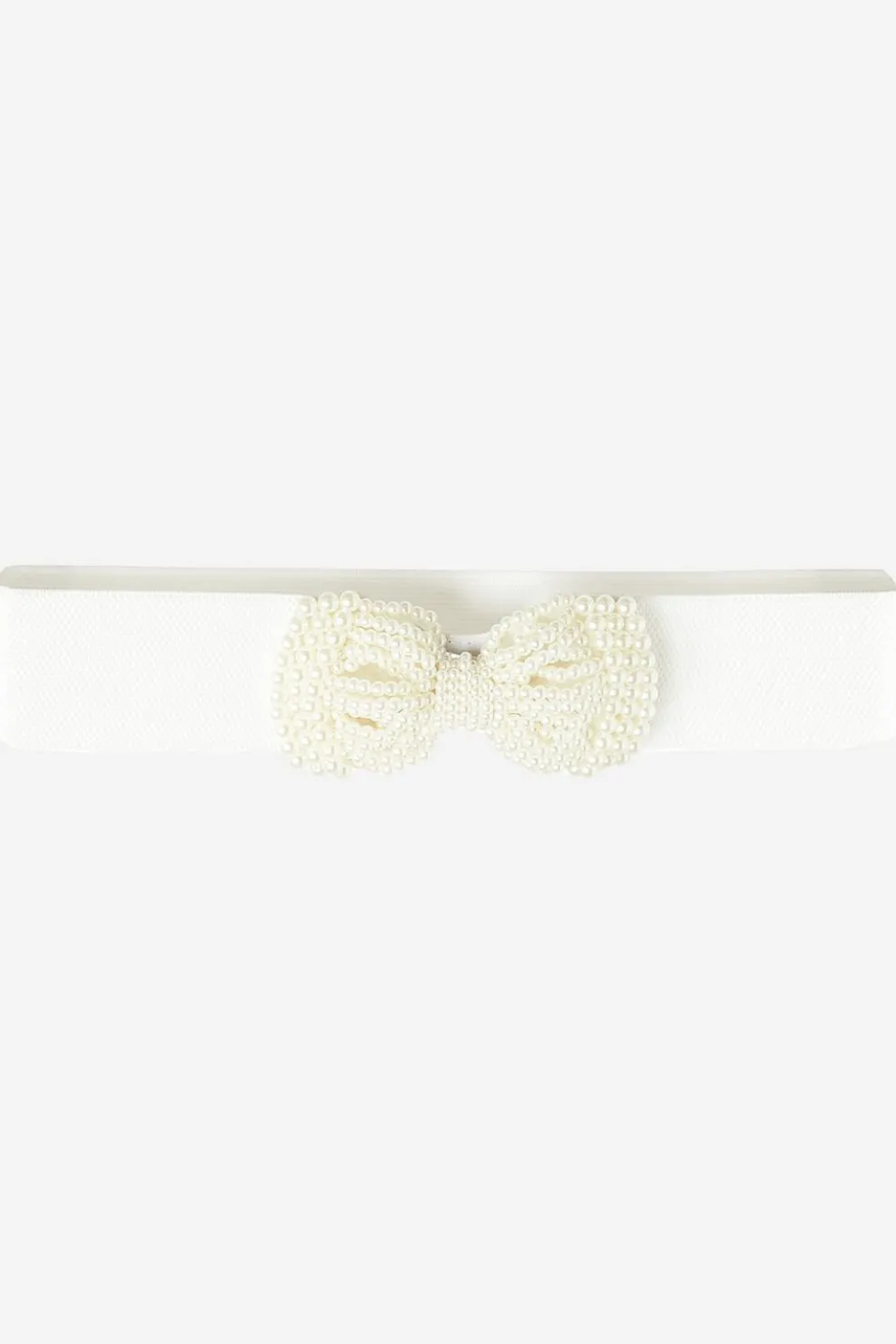White Pearl Bow Stretch Belt