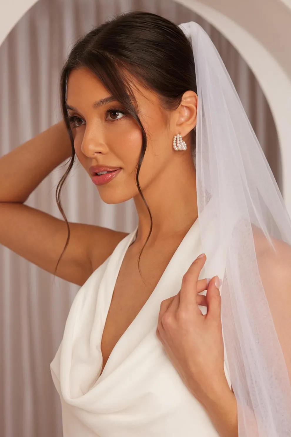 White Pearl Hoop Earrings