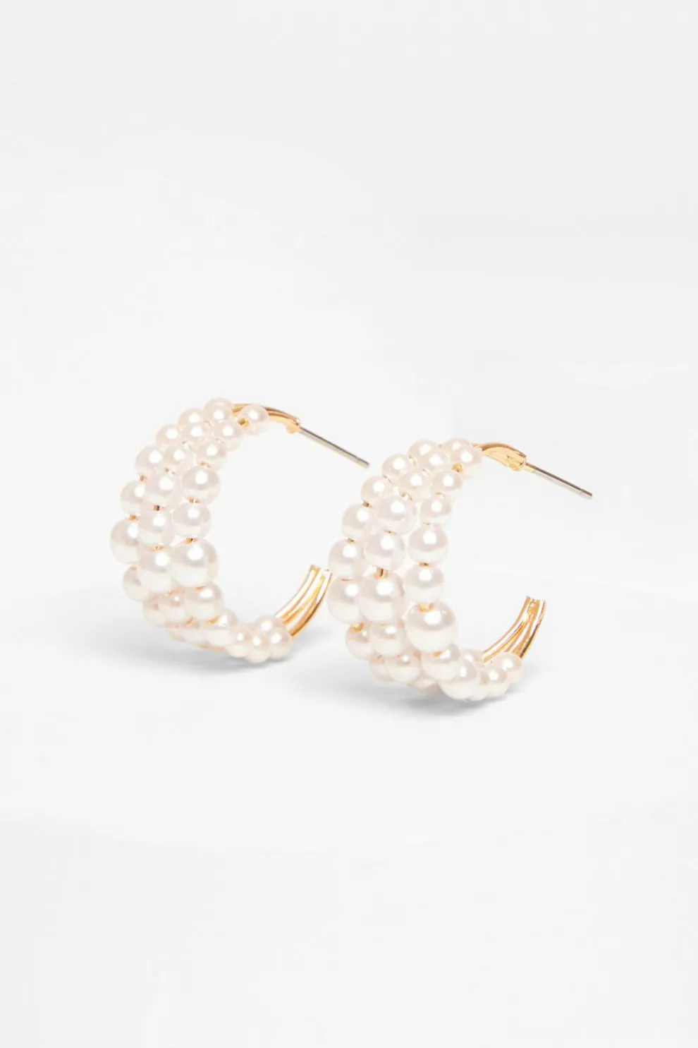 White Pearl Hoop Earrings