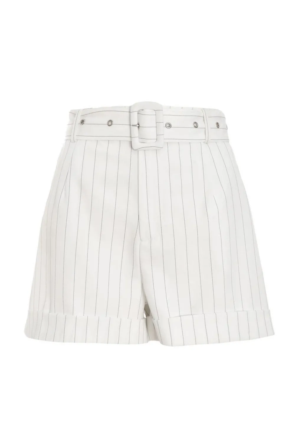 White Pinstripe Tailored Shorts